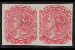 SOUTH AUSTRALIA 1876 2d IMPERF PLATE PROOF PAIR Printed In Rose On Watermarked Paper, Unused & Without Gum & Vertical Cr - Sonstige & Ohne Zuordnung