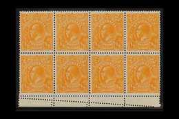 1928 ½d Orange - Perf 13½ X 12½, SG 94, Brusden White 69(9) Marginal Block Of 8 Showing Double Perforation In Margin & R - Sonstige & Ohne Zuordnung