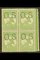 OFFICIALS 1913 ½d Green, Punctured "O S" (smaller Letters, SG Type O2), Right Marginal Block Of 4, SG O16, Fine Mint, Hi - Altri & Non Classificati