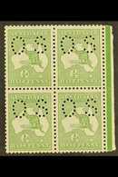 OFFICIALS 1913 ½d Green, Punctured "O S" (smaller Letters, SG Type O2), Right Marginal Block Of 4, SG O16, Fine Mint, Hi - Autres & Non Classés