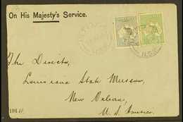 OFFICIALS ON COVER 1914 "OHMS" Cover To USA, Franked With ½d & 2d Roos Punctured "OS / NSW," Tied By ULTIMO 8.9.14 Postm - Altri & Non Classificati