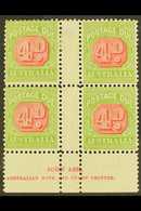 POSTAGE DUE 1931-36 4d Carmine And Yellow-green, Perf 11, SG D109, JOHN ASH Imprint Block Of Four, Mint (4 Stamps) For M - Autres & Non Classés