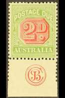 POSTAGE DUES 1909 2d Rosine And Yellow Green, Die I, SG D65, Brusden White D80za, Superb Mint With Marginal "JBC" Monogr - Autres & Non Classés