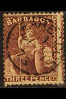 1873 3d Brown-purple Britanniia, SG 63, Neat 1873 Cds Used. For More Images, Please Visit Http://www.sandafayre.com/item - Barbades (...-1966)
