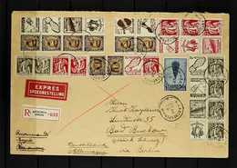 1938 Large Sizex Registered Cover To Germany Franked With Complete Sets Of Se-tenant Advertising Pairs, Many In Blocks,  - Sonstige & Ohne Zuordnung