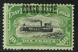 CONGO 1909 10fr Green, Congo H/s Type 7, COB 39L, Very Fine Mint No Gum. For More Images, Please Visit Http://www.sandaf - Other & Unclassified