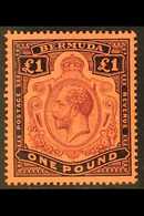 1918 £1 Purple And Black On Red, SG 55, Superb Never Hinged Mint.  For More Images, Please Visit Http://www.sandafayre.c - Bermudes