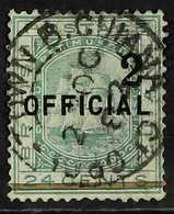 1881 "2" On 24c Emerald Green Official Stamp, SG 158, Fine Used. Elusive Stamp. APS Certificate. For More Images, Please - Brits-Guiana (...-1966)