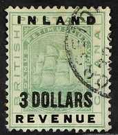 1888 $3 Green Inland Revenue, SG 187, Used. Couple Faint Tone Spots But Scarce.  For More Images, Please Visit Http://ww - Guyane Britannique (...-1966)