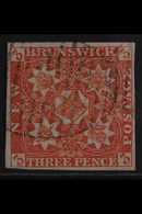 1851 3d Bright Red Imperf, SG 1, Very Fine Used With Good Margins All Round And Neat Grid Cancel. For More Images, Pleas - Otros & Sin Clasificación