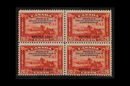 1933 20c Red, Worlds Grain Exhibition, SG 330, Very Fine Never Hinged Mint Block Of 4. For More Images, Please Visit Htt - Sonstige & Ohne Zuordnung