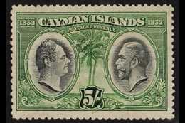 1932 5s Black And Green Centenary, SG 94, Very Fine Mint. For More Images, Please Visit Http://www.sandafayre.com/itemde - Kaimaninseln