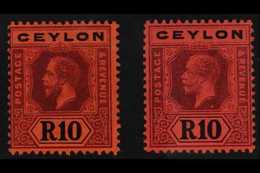 1912 - 25 10r Purple And Black On Red, Die I And Die II, SG 318, 318b, Very Fine Mint. (2 Stamps) For More Images, Pleas - Ceilán (...-1947)