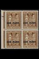 1936 2s 6d Deep Brown, Postal Fiscal, SG 118, Never Hinged Marginal Block Of 4 (one Hinged). For More Images, Please Vis - Islas Cook