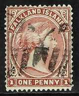 1878 1d Claret, No Wmk, Queen Victoria, SG 1, Fine Used. For More Images, Please Visit Http://www.sandafayre.com/itemdet - Falklandinseln