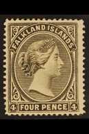 1889 4d Olive Grey Black "REVERSED CA WATERMARK", SG 12x, Mint With Large Part OG. For More Images, Please Visit Http:// - Islas Malvinas