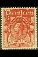 1912-20 10s Red On Green, SG 68, Very Fine Mint. For More Images, Please Visit Http://www.sandafayre.com/itemdetails.asp - Falkland Islands