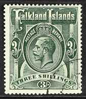 1921 3s Slate Green, Geo V, SG 80, Very Fine Used. For More Images, Please Visit Http://www.sandafayre.com/itemdetails.a - Falkland Islands