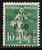 SYRIA 1923 "Syrie Grand Liban" 0.50 Centiemes On 10c Green "Sower", Variety SURCHARGE ERROR, Yv 90b, Maury 95B & SG 99a, - Autres & Non Classés