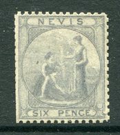 Nevis - St Kitts & Nevis - 1862 QV - Greyish Paper - P.13 - 6d Grey-lilac HM (SG 3) - St.Christopher-Nevis-Anguilla (...-1980)