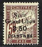 SYRIA POSTAGE DUE. 1923 SURCHARGE ERROR, "Syrie Grand Liban" 2.50 Piastres On 50c Dull Claret, Yv 20a, Maury 21A & SG D1 - Altri & Non Classificati