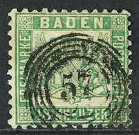 BADEN 1862 18kr Deep Green, Perf 10, Mi 21b, Used. Tiny Repair But Very Scarce Used. Signed Pfenniger. For More Images,  - Otros & Sin Clasificación