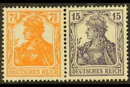 1917 7½pf+15pf Germania Horizontal SE-TENANT PAIR, Michel W 11ba, Very Fine Mint, Fresh. (2 Stamps) For More Images, Ple - Other & Unclassified