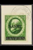 1920 10m Green Stamp Of Bavaria With "SAARE" Overprint (Michel 31, SG 31), Very Fine Used On Piece Tied By Full "Homburg - Autres & Non Classés