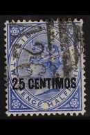1889 25c On 2½d Bright Blue, Variety "Broken N", SG 18b, Fine Used For More Images, Please Visit Http://www.sandafayre.c - Gibraltar