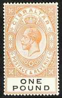 1925-32 £1 Red-orange & Black KGV, SG 107, Very Fine Mint, Very Fresh. For More Images, Please Visit Http://www.sandafay - Gibraltar