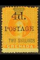 1888 4d On 2s Orange, Variety "upright D", SG 41a, Fine Mint Og, Centred To Top. Scarce Stamp. For More Images, Please V - Grenade (...-1974)