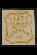 PARMA -  PROVISIONAL GOVERNMENT 1859 80c Olive Bistre, WIDE "0" In "80" VARIETY, Sassone 18e, Fine Mint, Shallow Hinge T - Unclassified