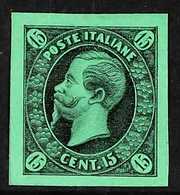 1863 RONCHI ESSAY 15c Black On Bright Emerald Green Paper, CEI S7s, Fine Unused No Gum As Produced, Large Margins, Fresh - Unclassified