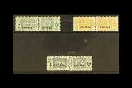 ERITREA POSTAGE DUES 1916 2L, 3L And 4L "Small" Ovpt High Values Complete, Sass 6/8, Fine Mint. Cat €2560 (£2300) (3 Sta - Altri & Non Classificati