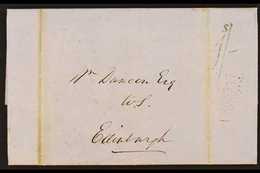 1850 (21 June) Entire Letter Addressed To Edinburgh, Bearing Black "1s/-" Handstamp, Plus "Kingston Jamaica" And Arrival - Giamaica (...-1961)