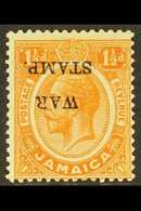 1917 1½d Orange War Stamp With OVERPRINT INVERTED Variety, SG 74d, Very Fine Mint. For More Images, Please Visit Http:// - Jamaica (...-1961)