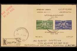 1956 10th Anniv Of UN Min Sheet, SG MS551a, Very Fine Used On Cover. For More Images, Please Visit Http://www.sandafayre - Lebanon