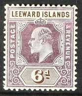 1905-08 6d Dull Purple And Brown, Damaged Frame And Crown (Spaven Flaw), SG 34a, Very Fine Mint.  For More Images, Pleas - Leeward  Islands