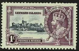 1935 1s Slate And Purple Silver Jubilee, Variety Kite And Horizontal Log, SG 91l, Mint With Few Shorter Perfs., Still Ve - Leeward  Islands