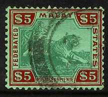 FEDERATED STATES 1922 $5 Green And Red On Green, "Tiger", SG 81, Very Fine Used. For More Images, Please Visit Http://ww - Sonstige & Ohne Zuordnung