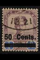 JOHORE 1903 50c On $3 Dull Purple & Blue, SG 56, Very Fine Used For More Images, Please Visit Http://www.sandafayre.com/ - Andere & Zonder Classificatie