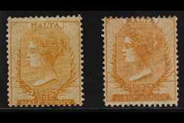 1863-81 ½d Buff, SG 4, And ½d Dull Orange, SG 7, Mint, Minor Faults But With Good Colour And Gum. (2 Stamps) For More Im - Malta (...-1964)