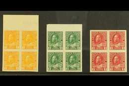 1922-31 1c Chrome, 2c Deep Green And 3c Carmine In Imperf Pairs, SG 259/61, As Very Fine  Mint Blocks Of 4, 2 NHM, 2 Tra - Maurice (...-1967)