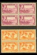 1938-48 1½d Purple And 2d Orange Both Perf 13, SG 103/04, Fine Never Hinged Mint BLOCKS Of 4, Fresh. (2 Blocks = 8 Stamp - Montserrat