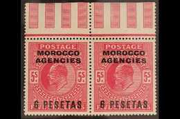 SPANISH CURRENCY 1907-12 6p On 5s Bright Carmine, Top Marginal Pair, SG 122, Very Fine Mint. For More Images, Please Vis - Other & Unclassified