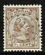 1891-94 7½c Brown Wilhelmina (SG 149a, NVPH 36), Used With Scarce "244" (UITHUIZEN) Numeral Cancel. Seldom Seen. For Mor - Andere & Zonder Classificatie