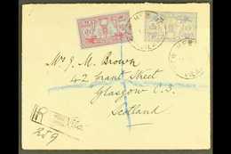 FRENCH 1933 Neat Orient Line Printed Envelope Registered To Scotland, Bearing 1925 50c And 1f Tied New Hebrides Vila Cds - Sonstige & Ohne Zuordnung