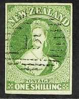 1862-64 1s Yellow- Green Wmk Large Star, Imperf, SG 45, Superb Used Example With 4 Neat Margins, Light Numeral Pmk & Bri - Sonstige & Ohne Zuordnung