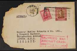 1954 AIR CRASH COVER 1954 (13 March) Cover From Timaru To London Bearing KGVI 6d Plus 1s Tied By "ROAD THOUGHT / SAFETY  - Other & Unclassified