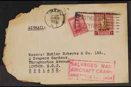 1954 AIR CRASH COVER 1954 (13 March) Cover From Timaru To London Bearing KGVI 6d Plus 1s Tied By "ROAD THOUGHT / SAFETY  - Sonstige & Ohne Zuordnung